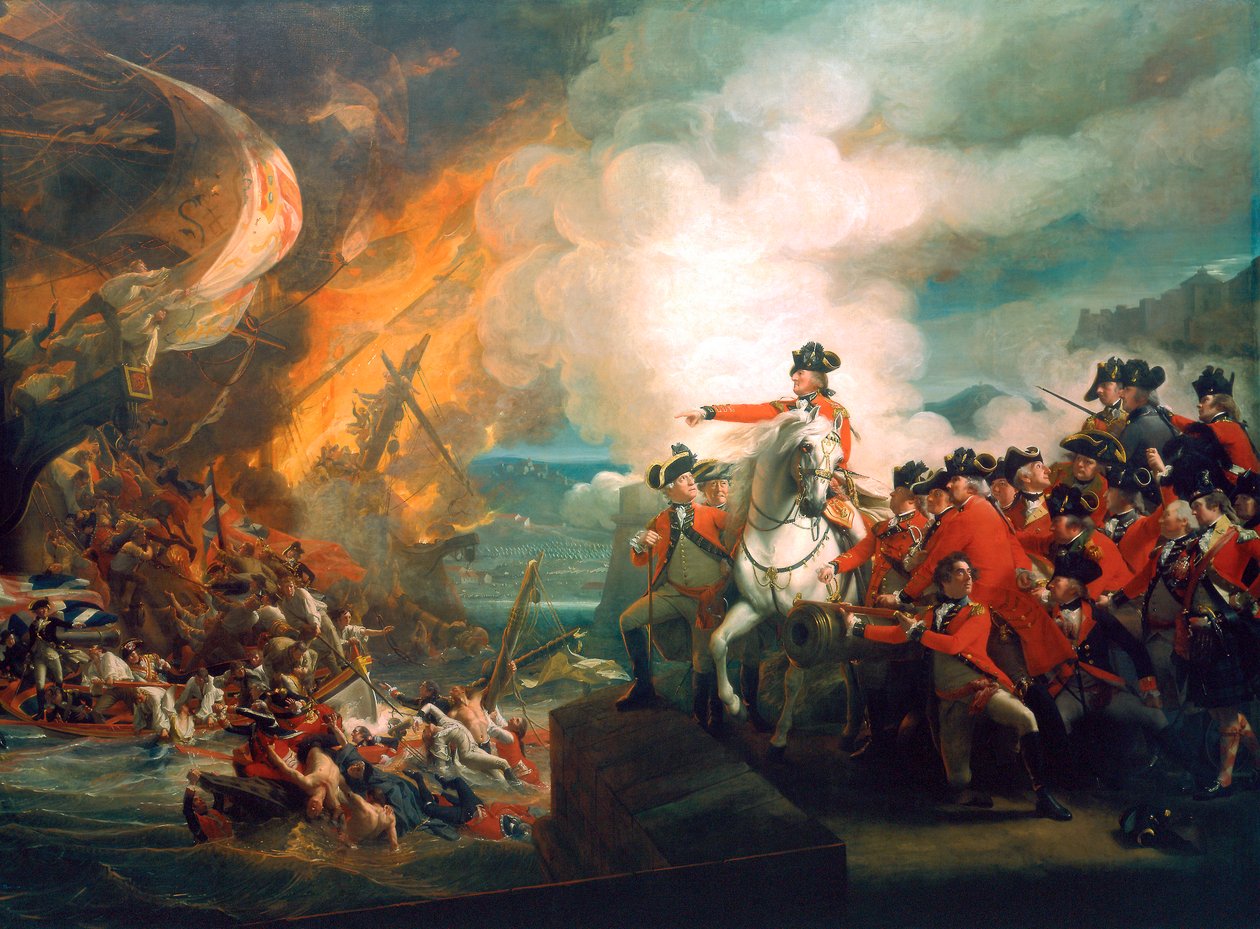 „Porażka pływających baterii w Gibraltarze”, 1782 c1783 autorstwa John Singleton Copley