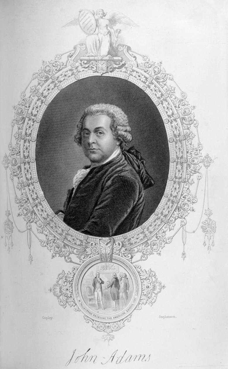 John Adams, z „Historii Stanów Zjednoczonych”, tom. Ja, Charles Mackay, grawerowane przez Stephensona autorstwa John Singleton Copley