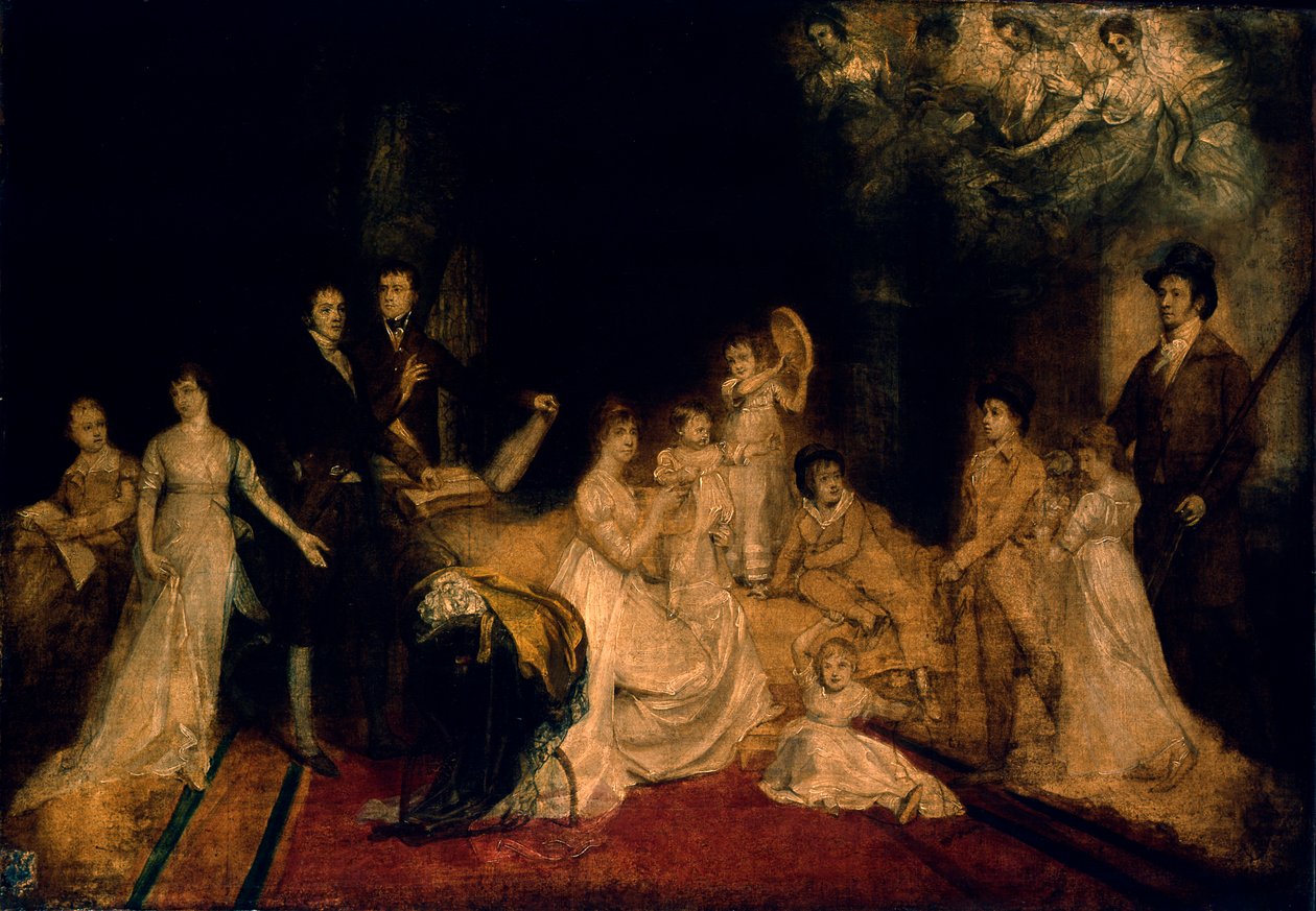 Szkic rodziny Knatchbullów w Mersham-le-Hatch, Kent, 1800-03 autorstwa John Singleton Copley