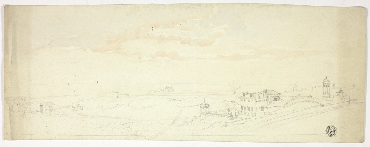 Panoramiczny widok na nadmorskie miasto autorstwa John Skinner Prout