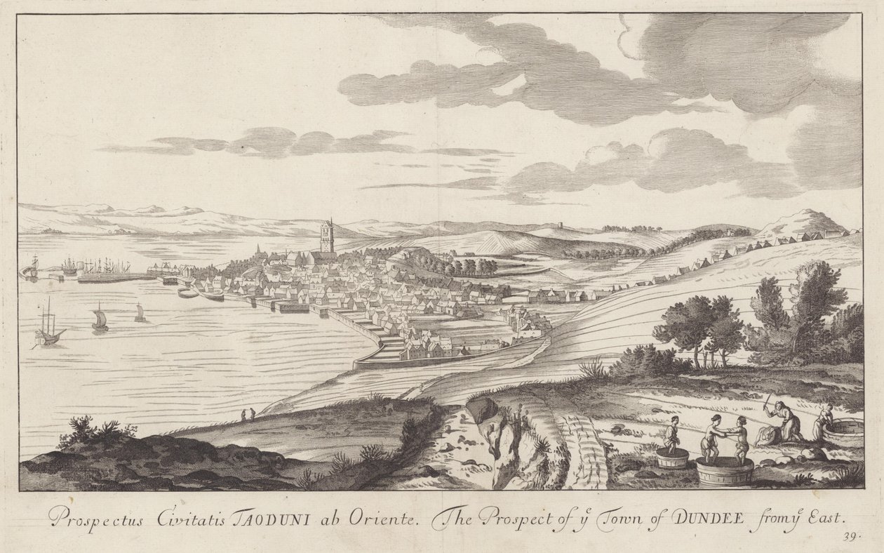 Obraz Dundee, Angus, Szkocja narysowany w 1693 r. autorstwa John Slezer