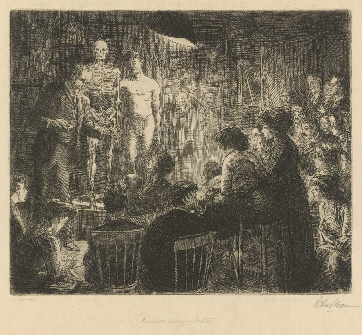 Anschutz mówiący o anatomii autorstwa John French Sloan