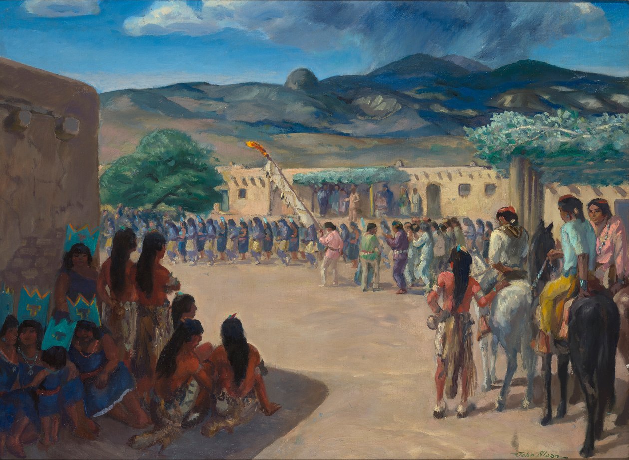 Taniec w Cochiti Pueblo w Nowym Meksyku autorstwa John French Sloan