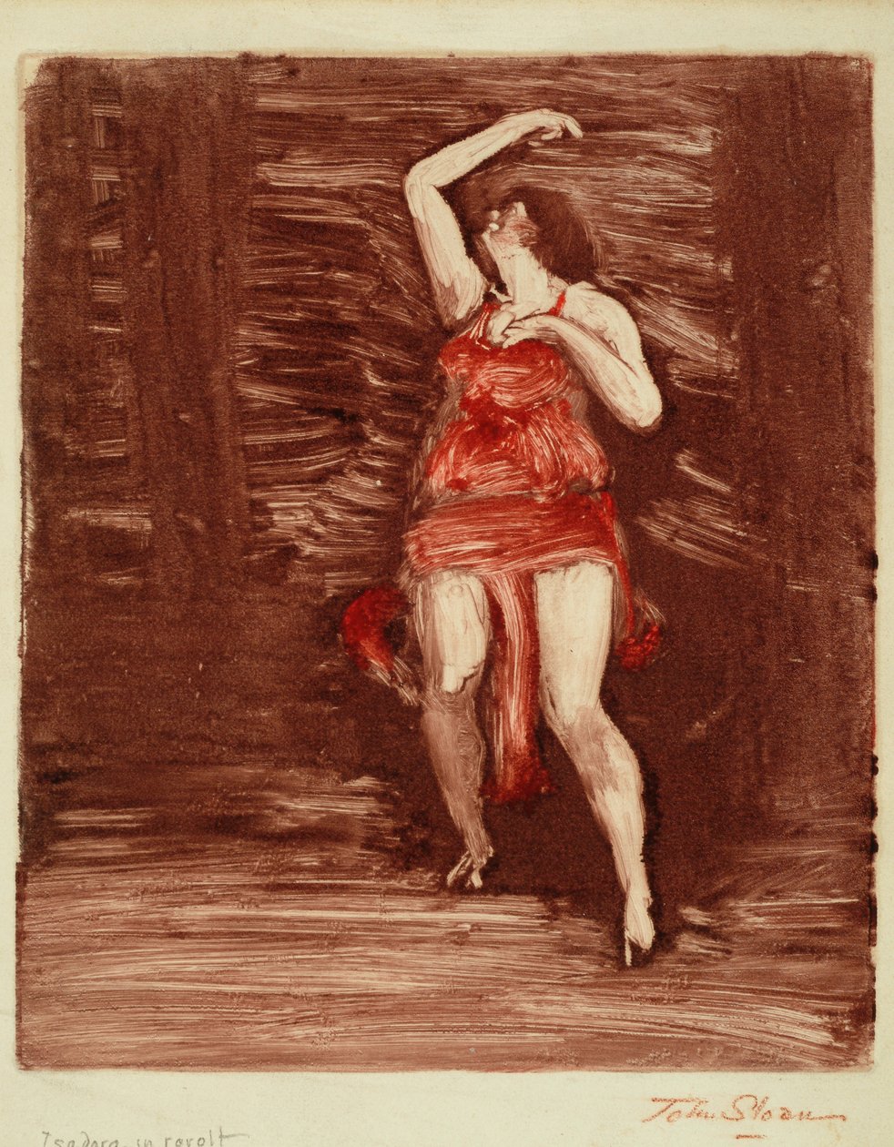 Isadora in Revolt, ok. 1915 (monotypia na papierze) autorstwa John French Sloan