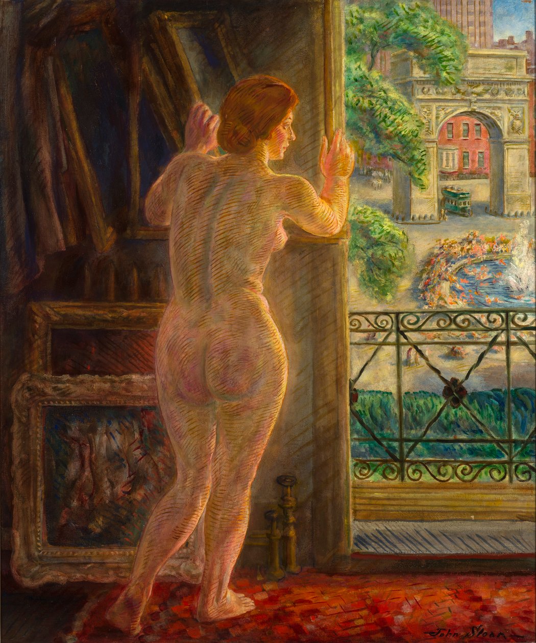 Patrząc na Washington Square autorstwa John French Sloan