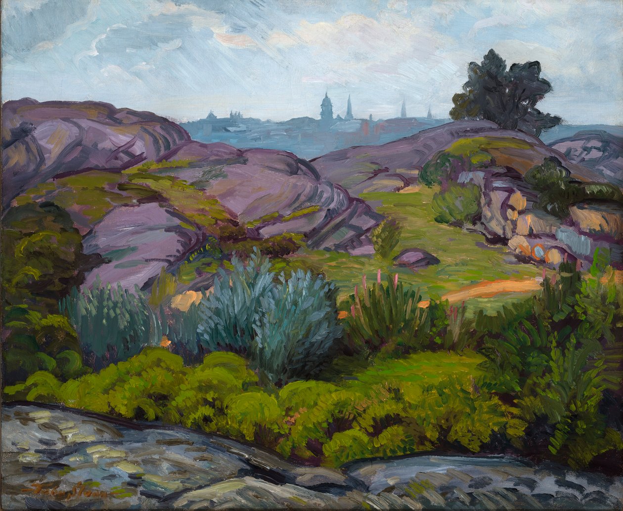 Ścieżka przez skały i krzaki autorstwa John French Sloan