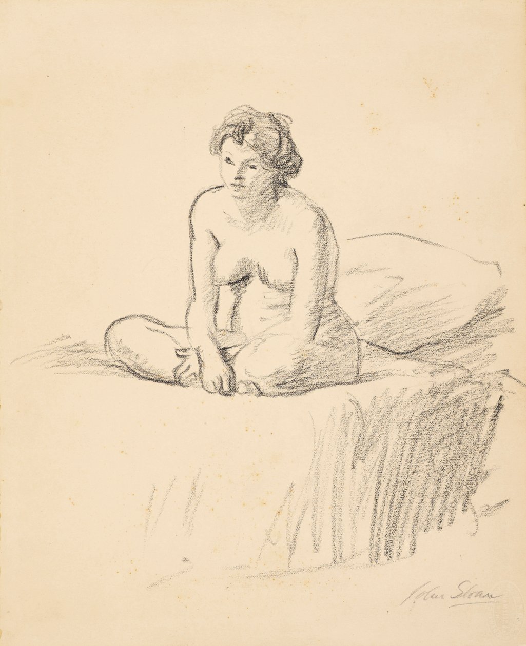 Siedząc nago autorstwa John French Sloan