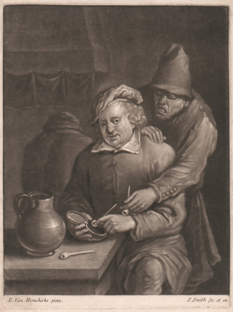 Palacz siedzący przy stole autorstwa John Smith