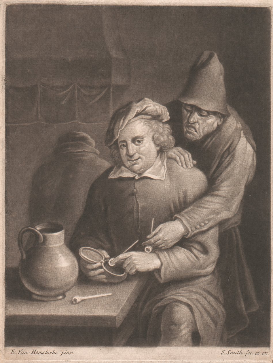 Palacz siedzący przy stole autorstwa John Smith