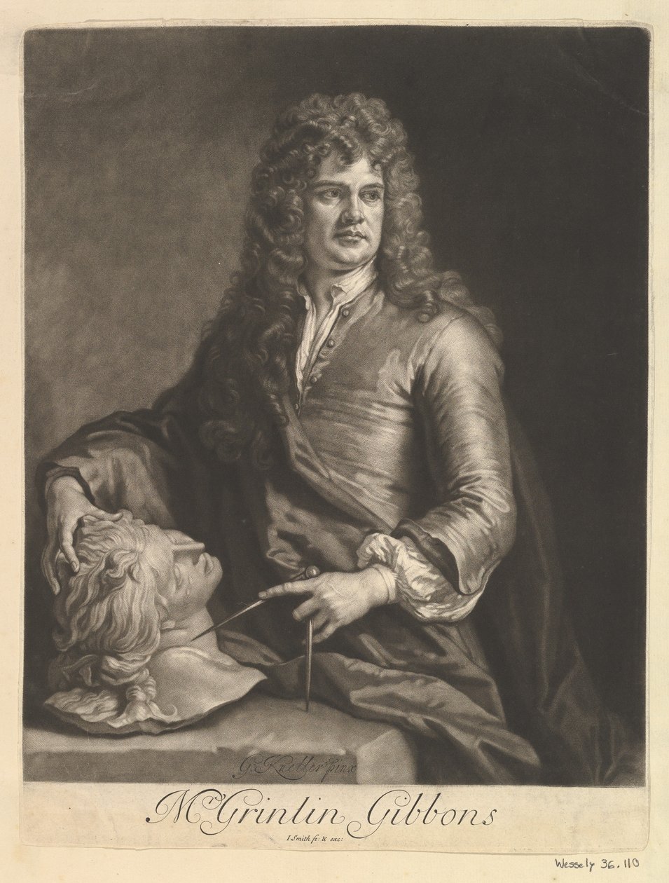Portret Grinling Gibbons, 1690. autorstwa John Smith 2