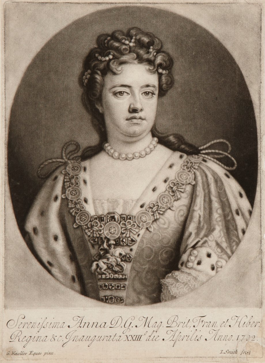 Królowa Anna (mezzotinta) autorstwa John Smith