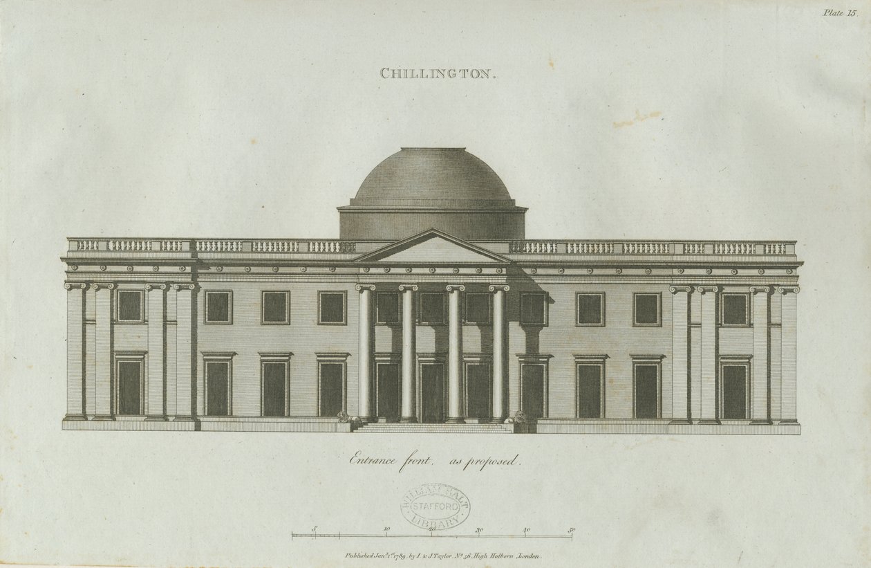 Chillington Hall: grawerowanie autorstwa John Soane