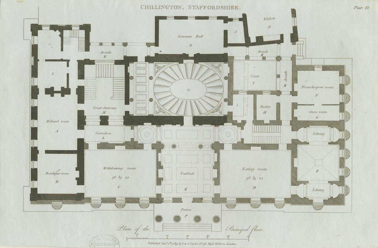 Chillington Hall: grawerowanie autorstwa John Soane