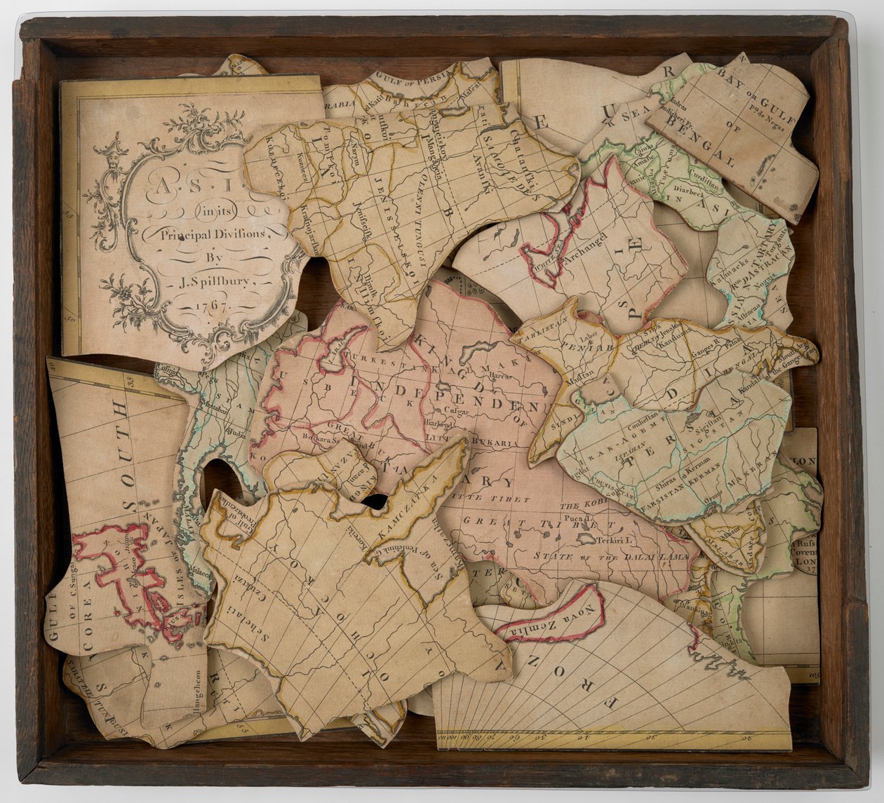 Mapa Azji w formie puzzli (grawer na płycie) autorstwa John Spilsbury