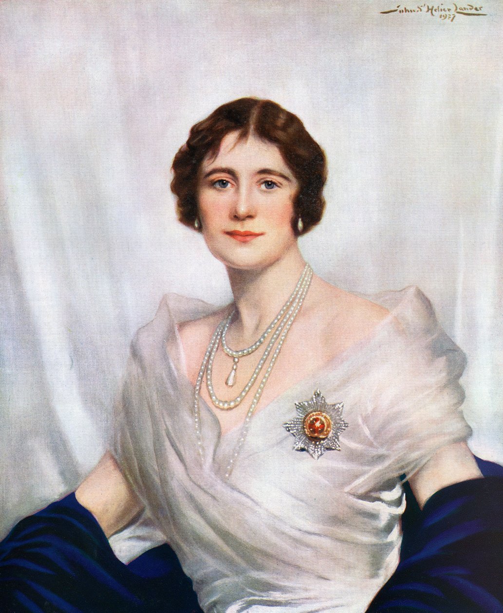 Portret koronacyjny królowej Elżbiety, królowej matki w 1937 r. autorstwa John St. Helier Lander