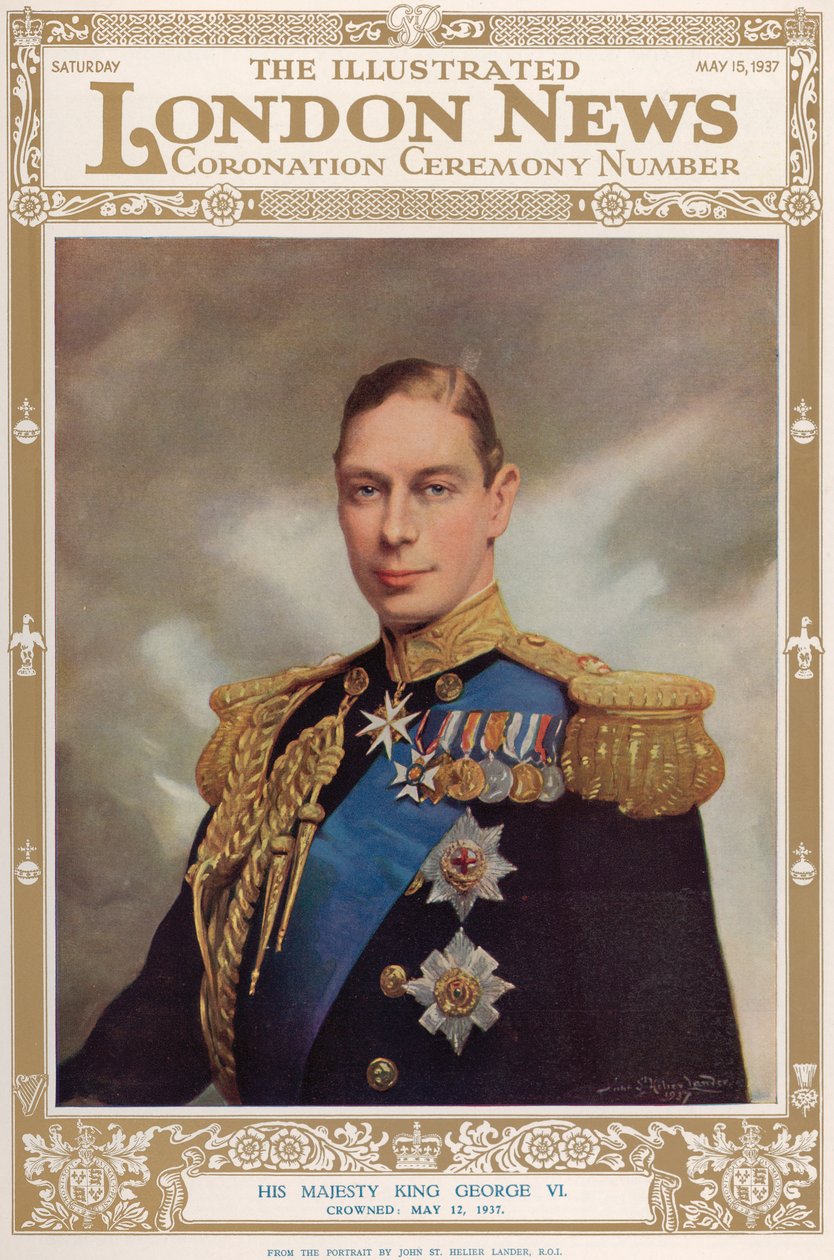 Portret króla Jerzego VI (1895-1952) z „The Illustrated London News”, 15 maja 1937 autorstwa John St. Helier Lander