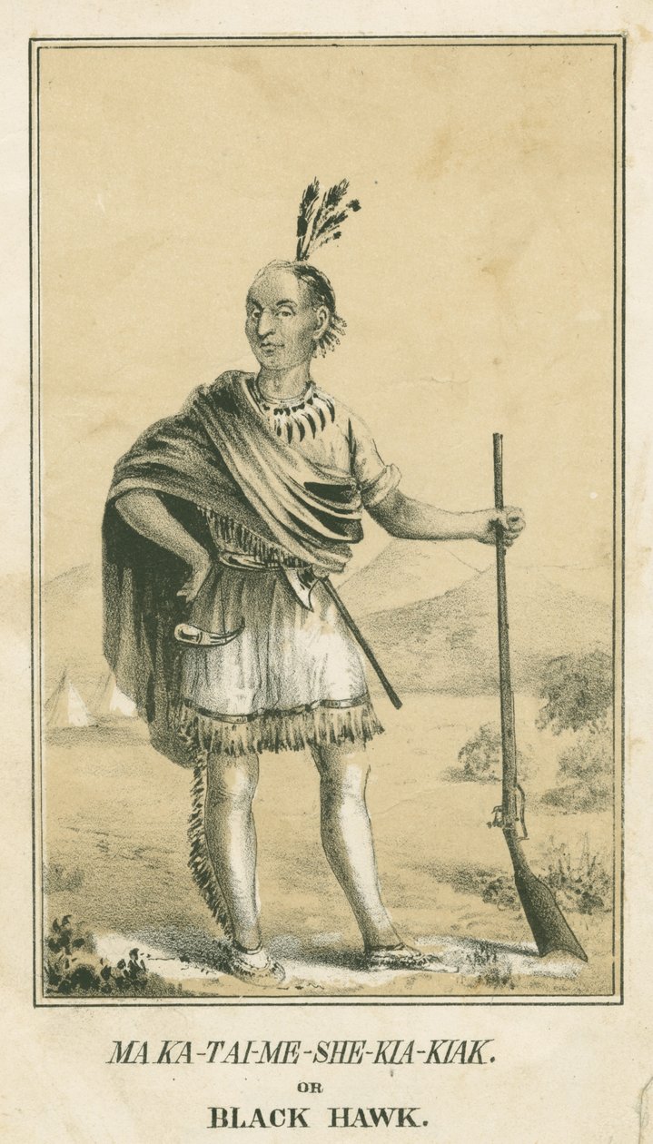 Ma Ka-Tai-Me-She-Kia-Kiak lub Black Hawk, 1840 autorstwa John T. Bowen