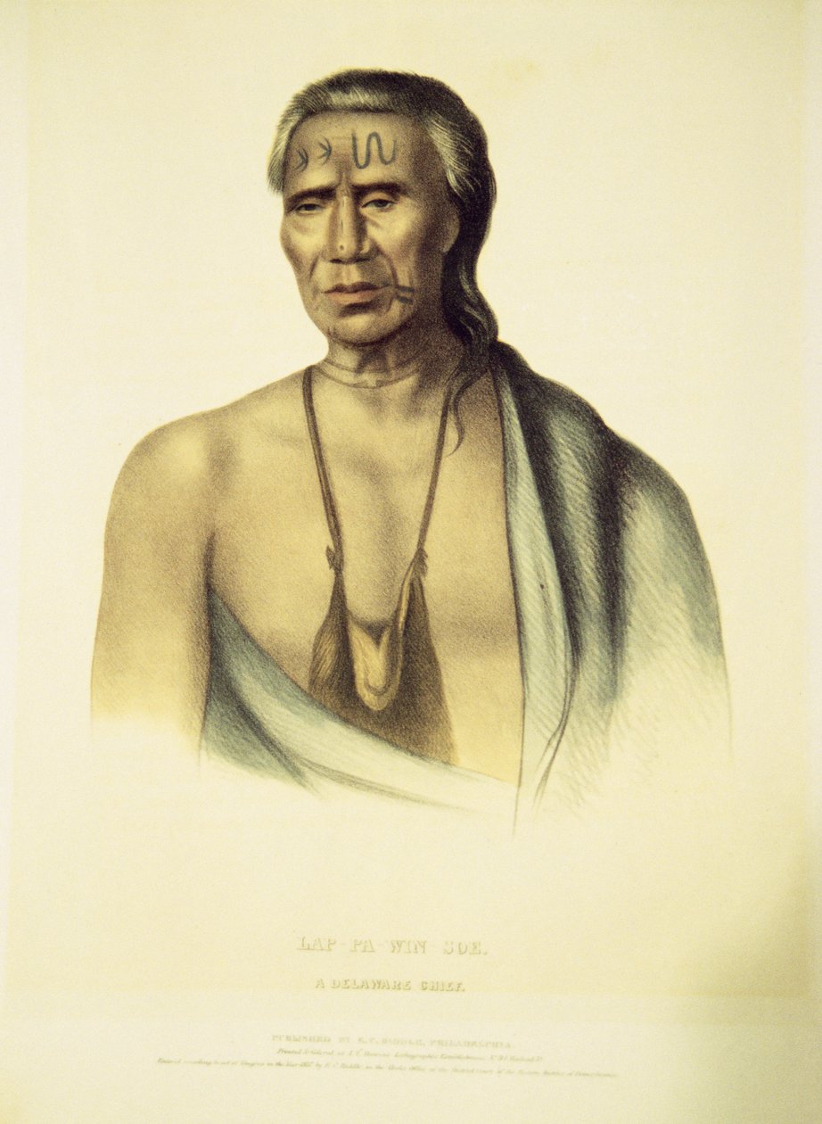 Portret Lap-pa-win-soe, 1837 (ręcznie kolorowana lito) autorstwa John T. Bowen