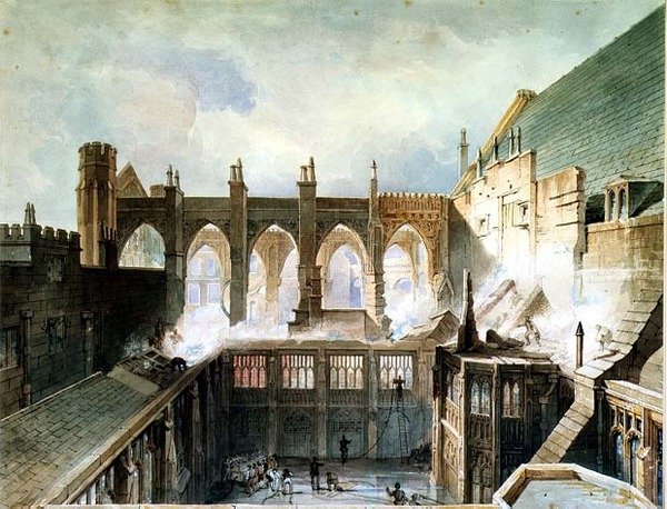 Zniszczenie kaplicy św. Szczepana, Westminster autorstwa John Taylor