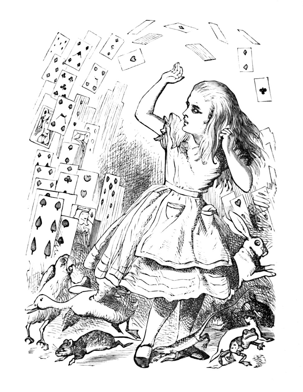 Talia kart przelatująca nad Alicją, 1889 autorstwa John Tenniel