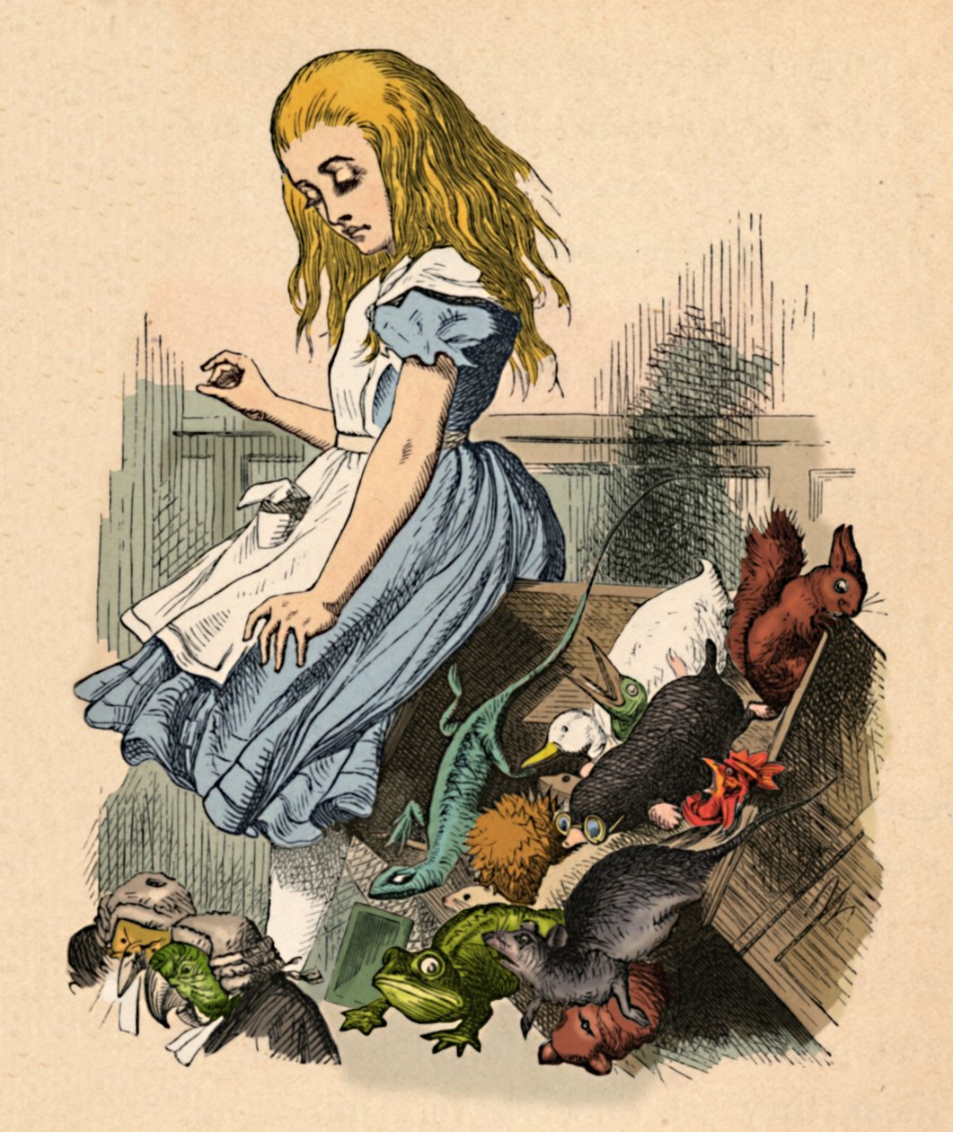 Alicja i zwierzęta. Chaos i dwór, 1889 autorstwa John Tenniel