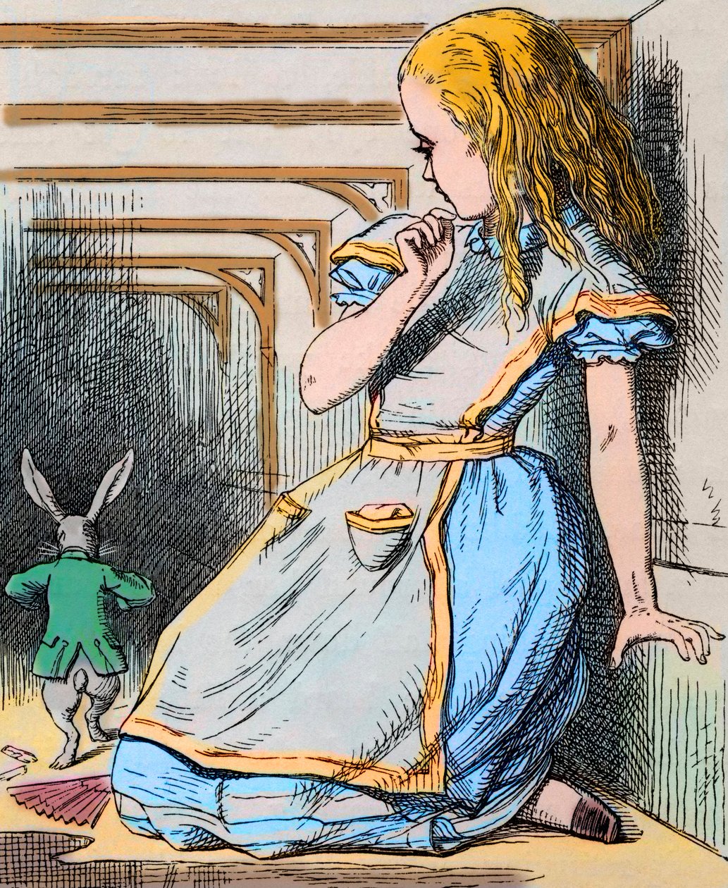 Alicja i Biały Królik. Ilustracja Johna Tenniela z pierwszego wydania „Alicji w Krainie Czarów” Lewisa Carrolla, 1865 – Ilustracja do bajki „Alicja w Krainie Czarów” Lewisa Carrolla (Charles Lutwidge Dodgson autorstwa John Tenniel