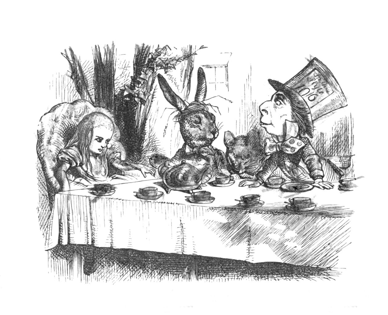 Alicja na herbacie Szalonych Kapeluszników, 1889 autorstwa John Tenniel