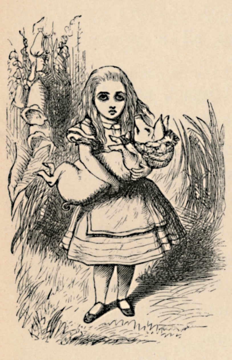 Alicja trzymająca w ramionach świnię, 1889 autorstwa John Tenniel
