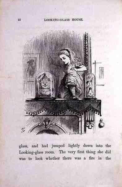 Alicja w zwierciadle, ilustracja z „Po drugiej stronie lustra” Lewisa Carrolla (1833-98) autorstwa John Tenniel