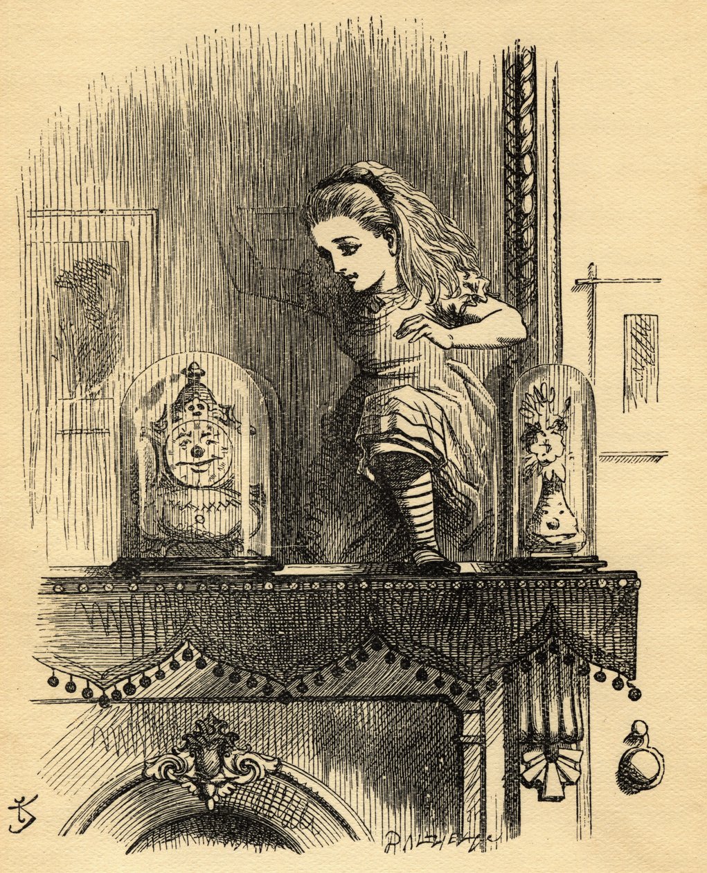 Alice in the Looking Glass House, ilustracja z „Through the Looking Glass” Lewisa Carrolla (1832-98) opublikowana po raz pierwszy w 1871 roku autorstwa John Tenniel