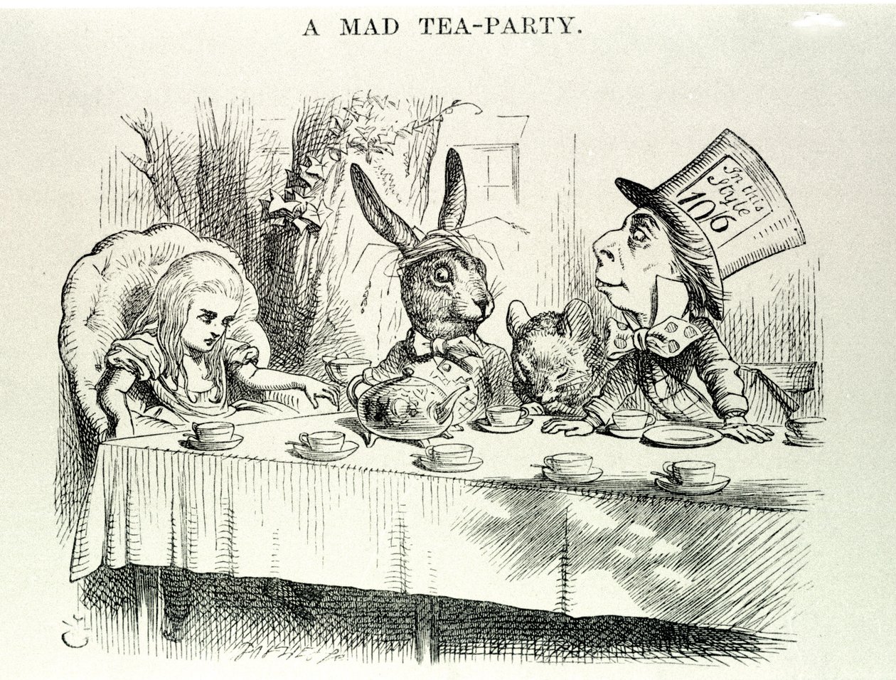 Alicja bierze „”Przygody Alicji w Krainie Czarów i przez lustro” Lewisa Carrolla”, ilustracja Johna Tenniela (1820-1914) autorstwa John Tenniel