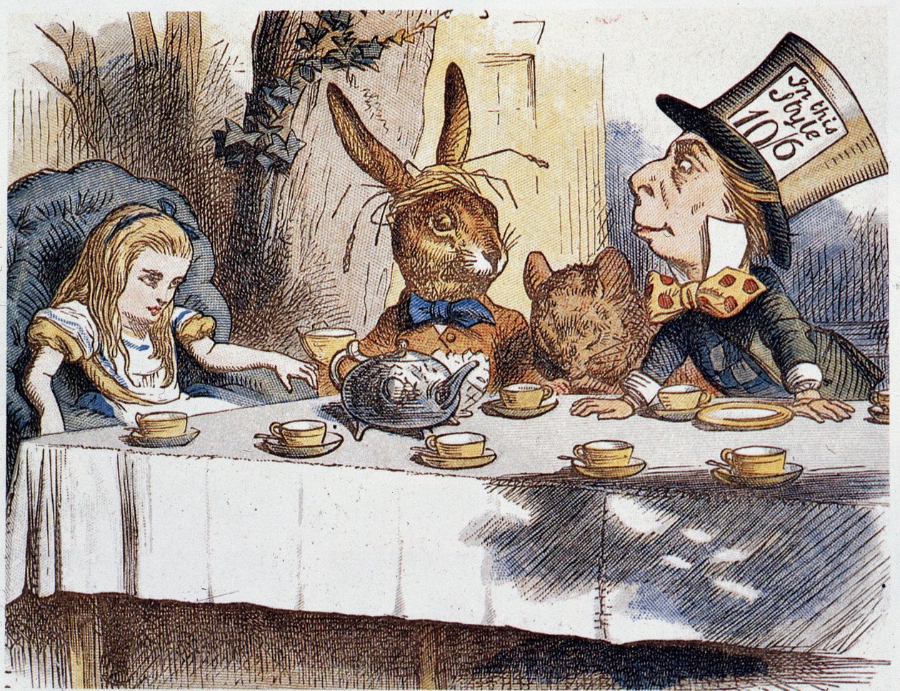 Alicja bierze „” w głupców””” - w „Przygodach Alicji w Krainie Czarów i przez lustro” Lewisa Carrolla, ilustracja Johna Tenniela (1820-1914) autorstwa John Tenniel