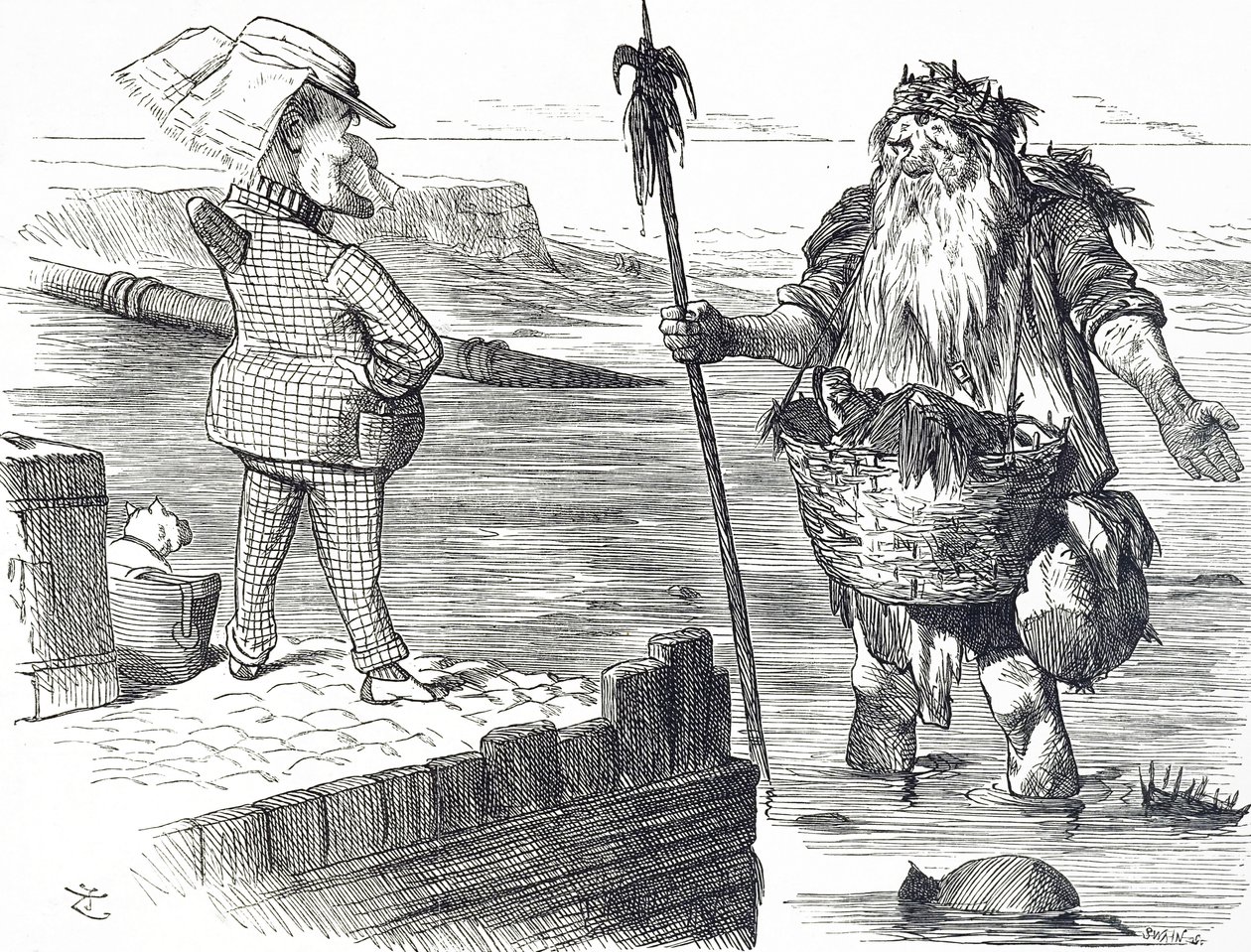 Komiks komentujący zanieczyszczenie Tamizy w Londynie autorstwa John Tenniel