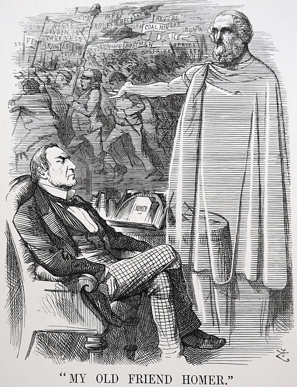 Stary przyjaciel Gladstone, Homer autorstwa John Tenniel