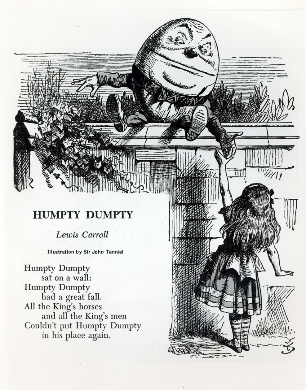 Humpty Dumpty, ilustracja do rymowanki Lewisa Carrolla (1832-98) autorstwa John Tenniel