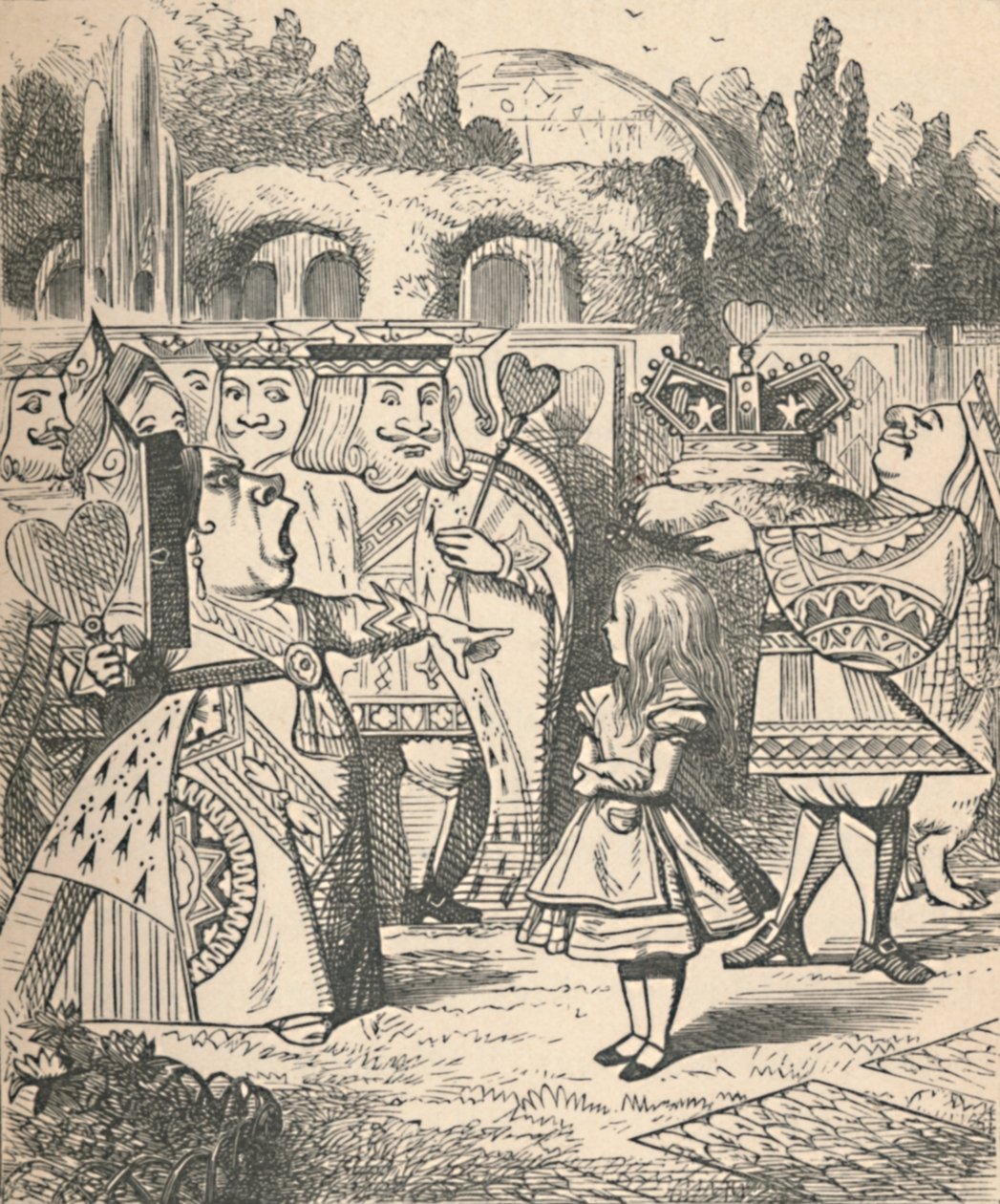 Precz z jej głową! Alicja i Czerwona Królowa, 1889 autorstwa John Tenniel