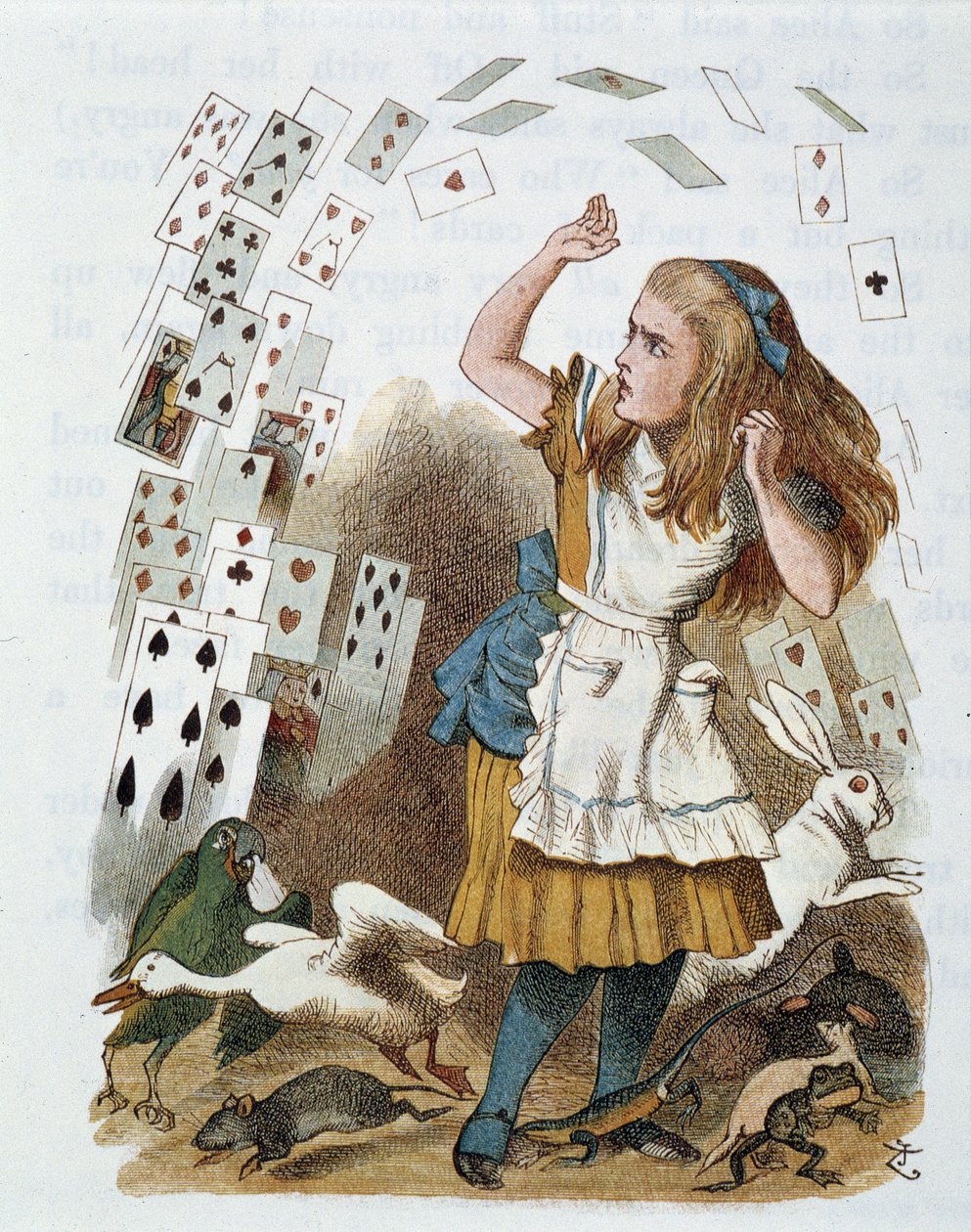 Karty do gry - w „Przedszkole „Alicja w krainie czarów” Lewisa Carrolla, ilustracja Johna Tenniela (1820-1914) autorstwa John Tenniel