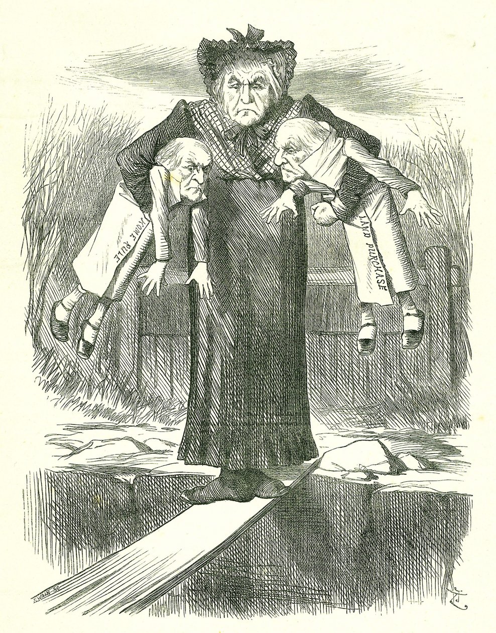 Set Down Two, and Carry One.?: Gladstone, brytyjski premier, zastanawia się, który z kontrowersyjnych irlandzkich rachunków należy wyrzucić. Karykatura Johna Tenniela z Punch, Londyn, 3 kwietnia 1886. autorstwa John Tenniel