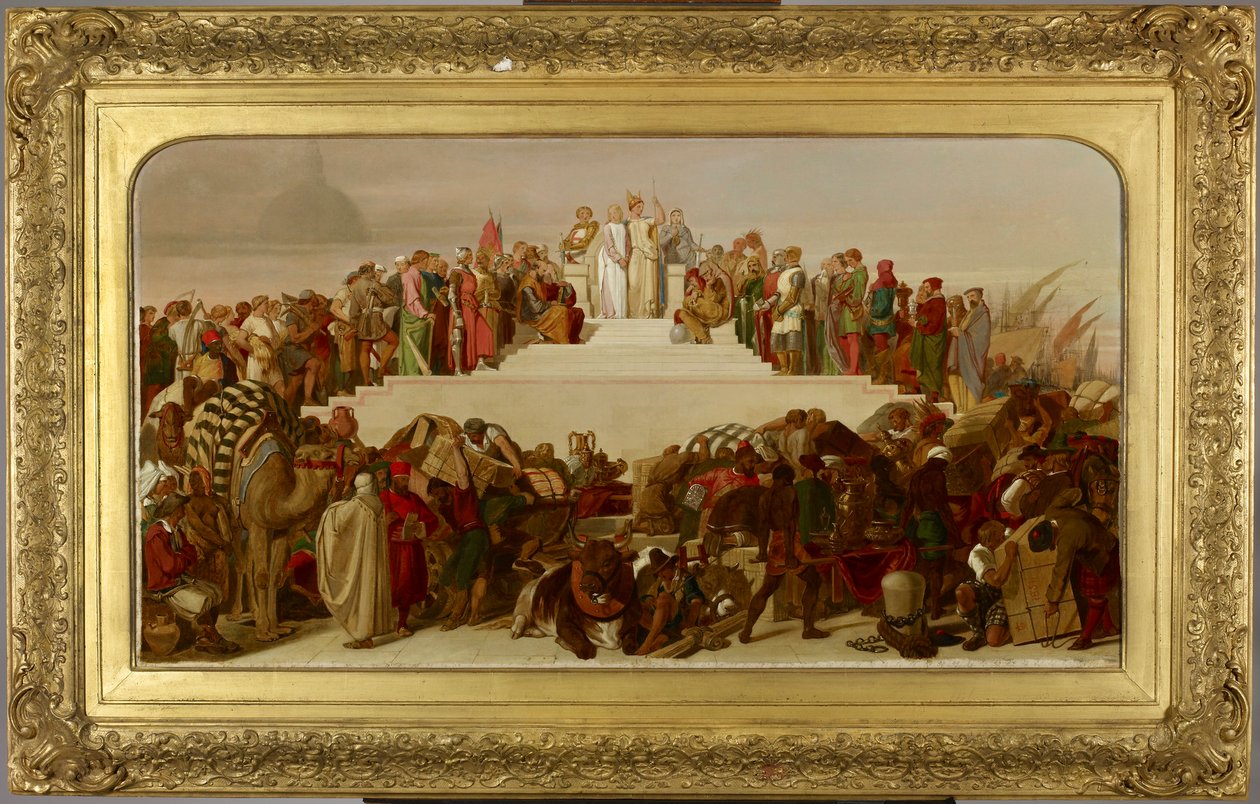 Szkic do dużego obrazu w trakcie tworzenia, przedstawiający alegorycznie wielkie zgromadzenie przemysłowe wszystkich narodów, rok 1851 n.e. autorstwa John Tenniel