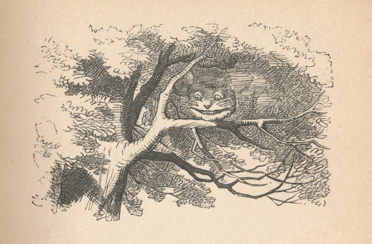 Kot z Cheshire zaczyna zanikać, jego uśmiech jest ostatni, 1889 autorstwa John Tenniel
