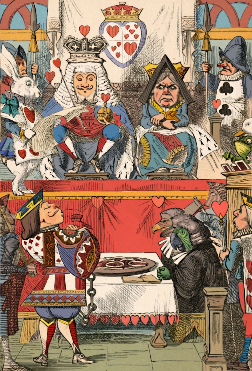 Król i królowa kier na dworze, 1889 autorstwa John Tenniel