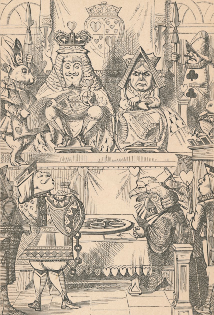 Król i królowa kier na dworze, 1889 autorstwa John Tenniel