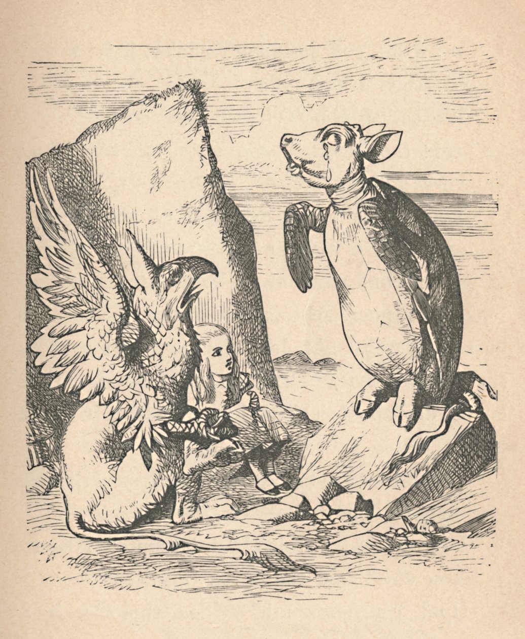 Nibyżółw, Gryf i Alicja, 1889 autorstwa John Tenniel