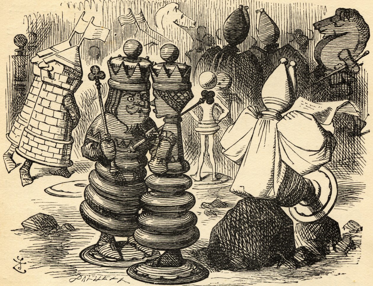 Czerwony król i królowa. Ilustracja autorstwa Sir Johna Tenniela autorstwa John Tenniel