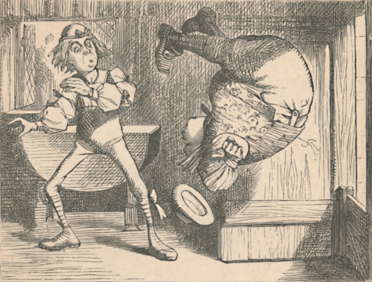 Młodzież i mędrzec. Mędrzec wykonujący salto, 1889 autorstwa John Tenniel