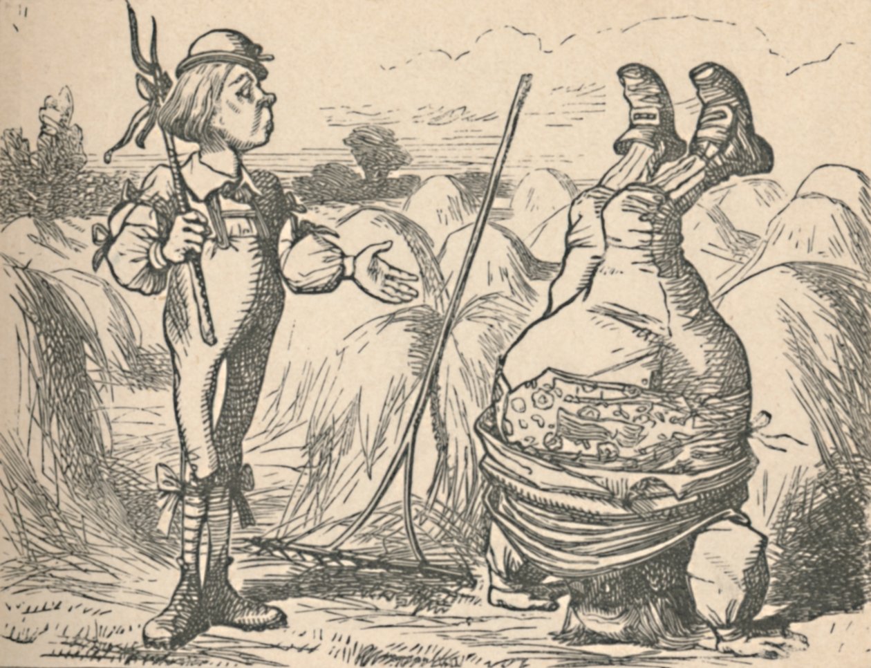 Młodzież rozmawiająca z ojcem, który staje na rękach, 1889 autorstwa John Tenniel