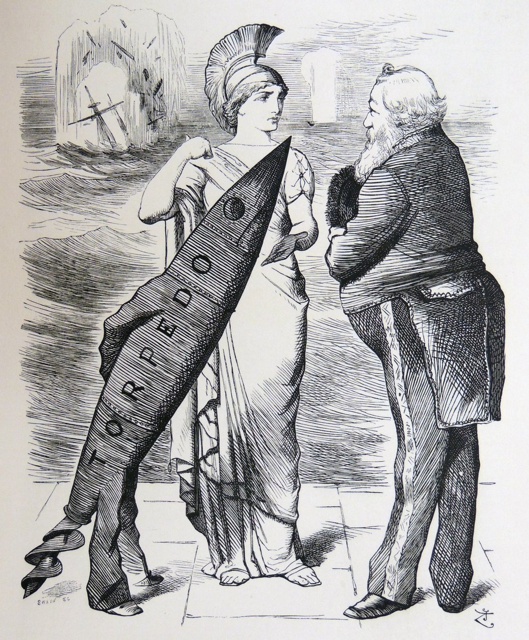 Torpeda białogłowa autorstwa John Tenniel
