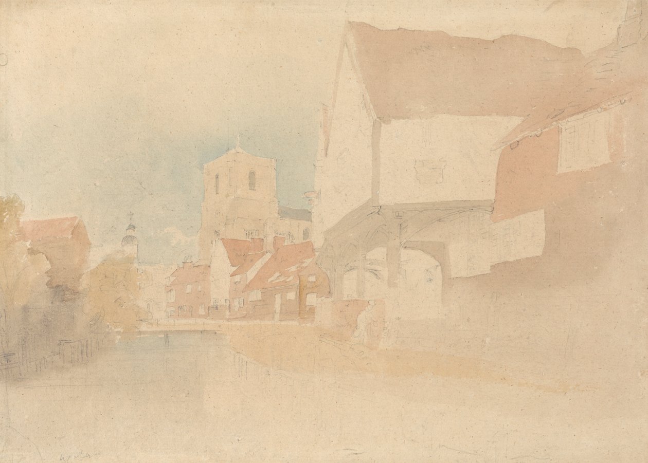Widok opactwa Waltham, Herts, Essex autorstwa John Thirtle