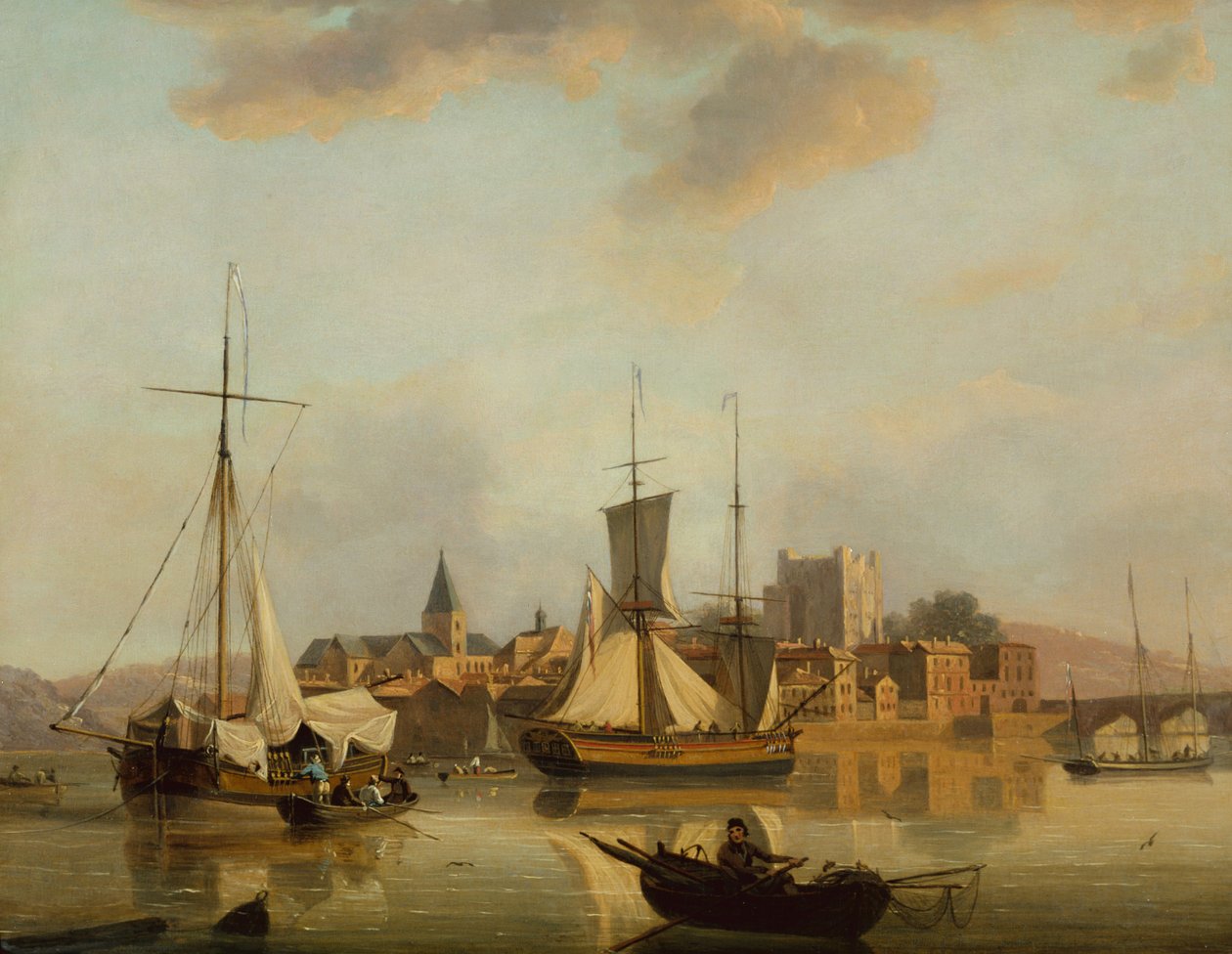 Widok Rochester z wysyłką (olej na panelu) autorstwa John Thomas Serres
