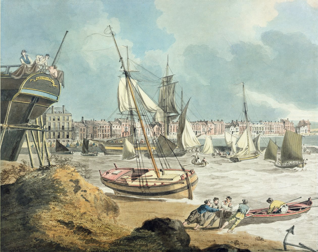 Port w Weymouth, Dorset, 1805 (pióro, atrament i akwarela na papierze) autorstwa John Thomas Serres